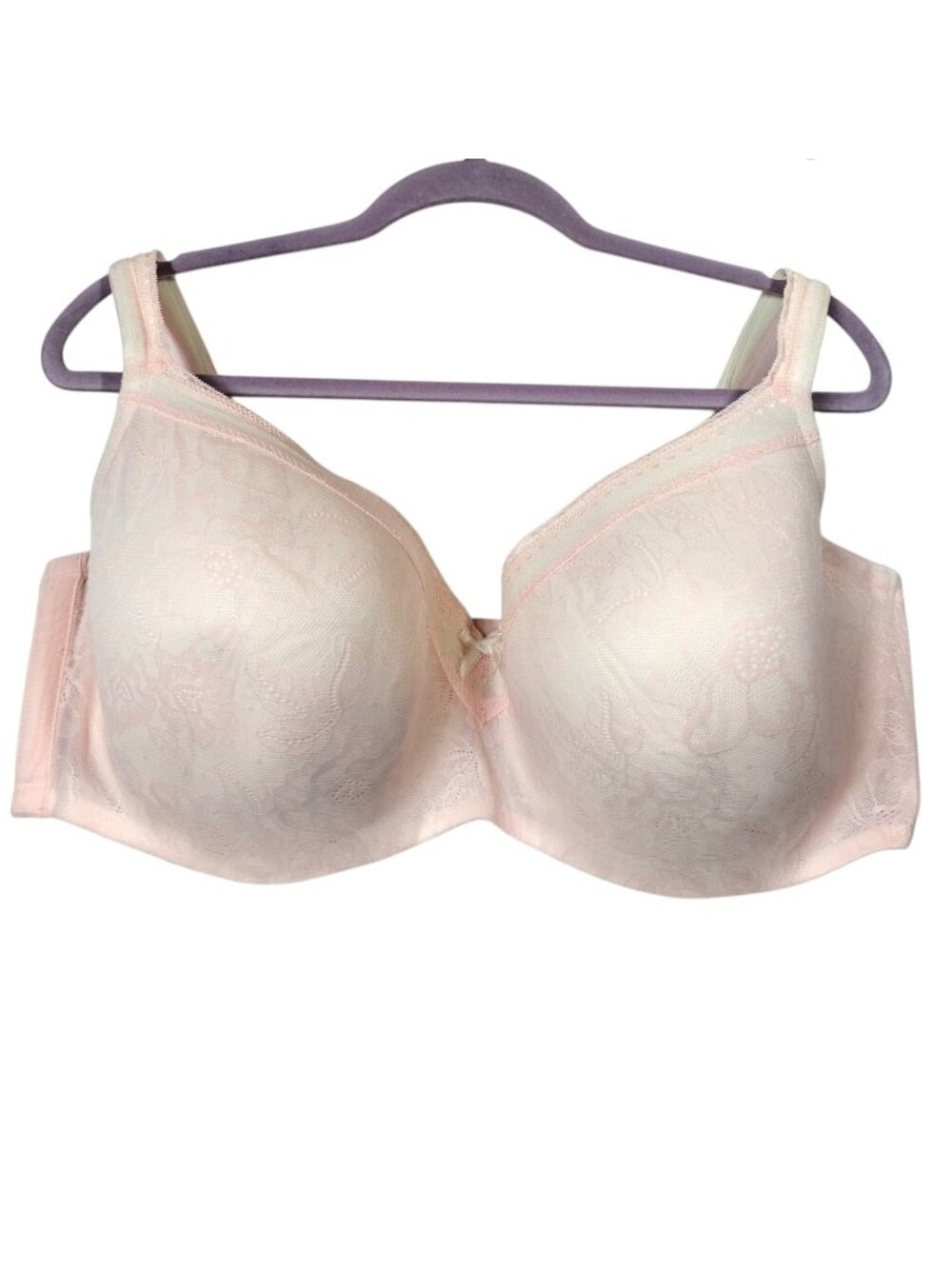 Lane Bryant Cacique 46DDD Bra Pink Modern Lace Lightly Lined Balconette